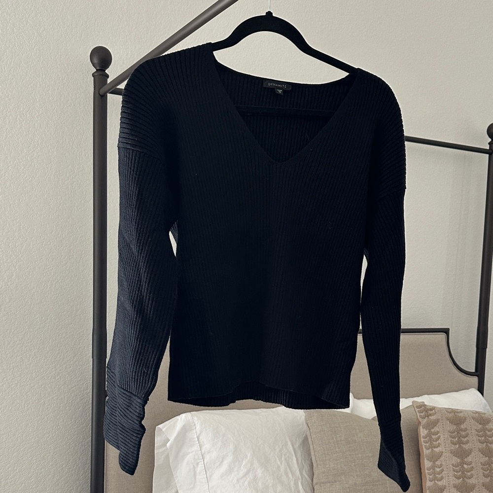 Dynamite Black V-Neck Sweater XS